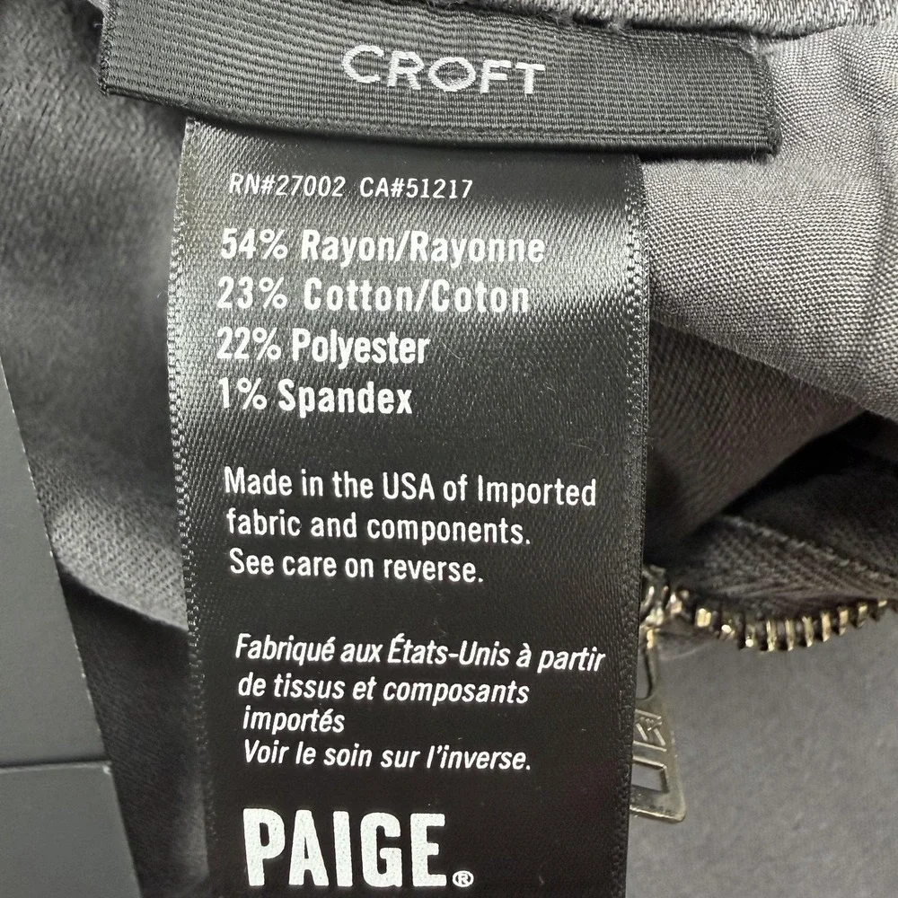 Paige Croft Jeans Mens 30x32 Gray Skinny Transcend Stretch Denim Icon USA Flaw
